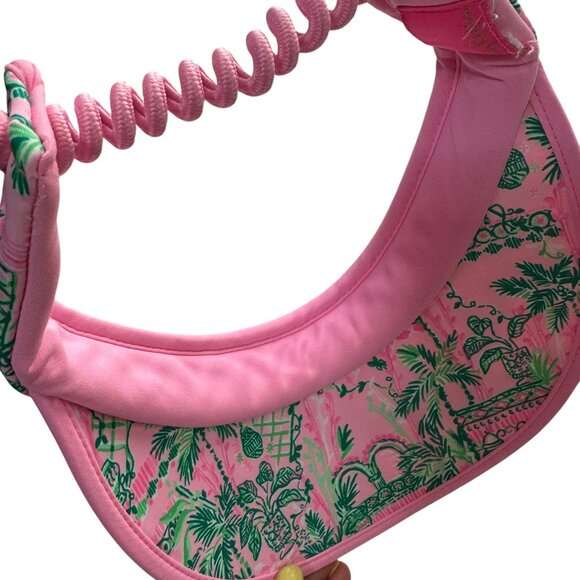 Lilly Pulitzer Always Worth It Pink Green Palm Print O/S Golf Visor Hat - Picture 6 of 8